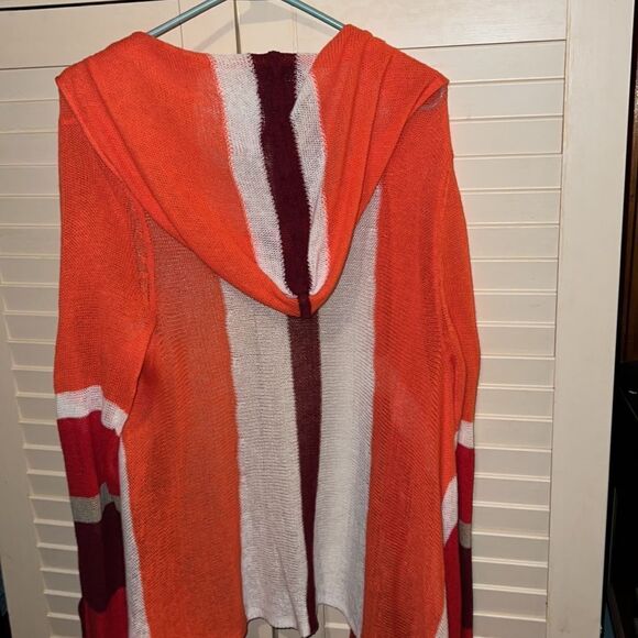 TOMMY BAHAMA waterfall hooded sweater, coral, ivory , maroon EUC never worn - Picture 4 of 6